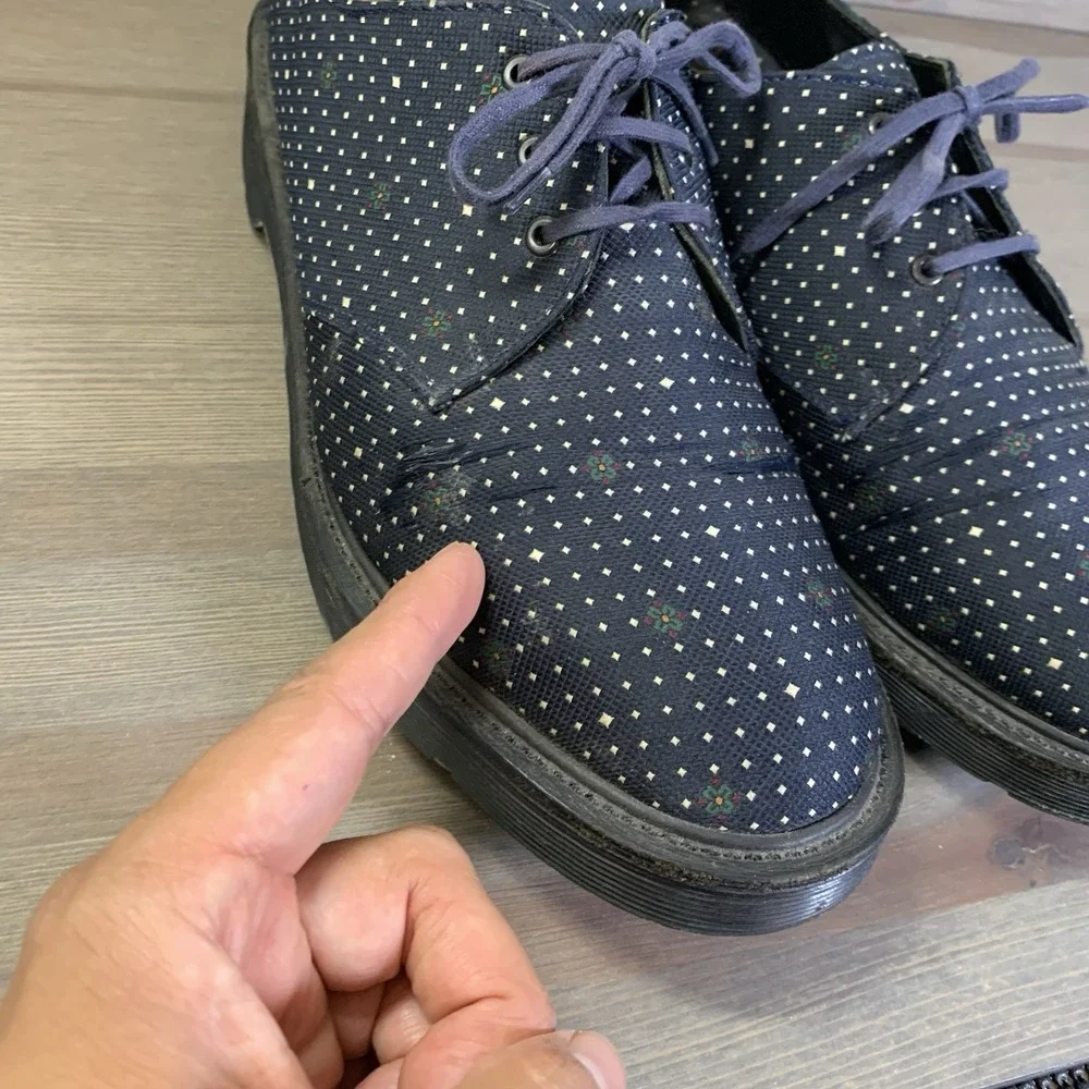 Dr. Martens 1461 Shoes Adult 9‎ US Navy Blue Polka Dot Made In England 14973410